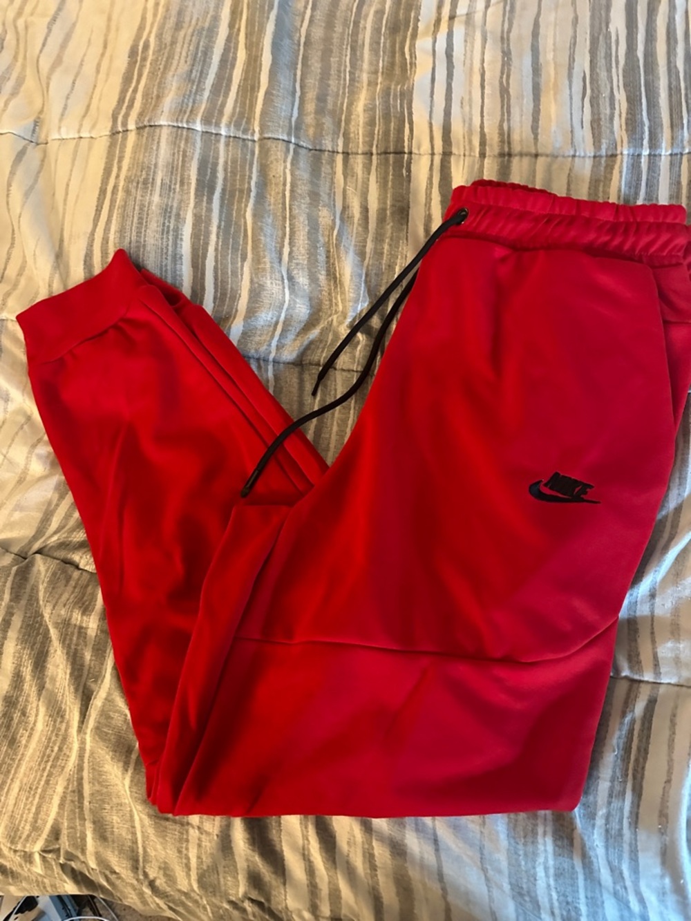 Nike Red Track Joggers with Black Swoosh